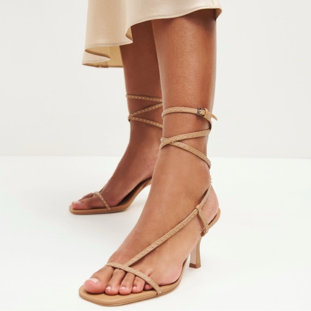 NWOB! Reformation Genesis Heeled Sandal in Buff Sz 6